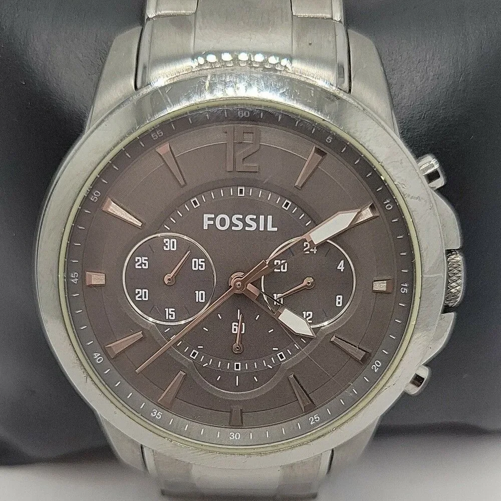 Fossil Grant FS4584 Men's Silver Stainless Steel Analog Dial Quartz Watch AM891